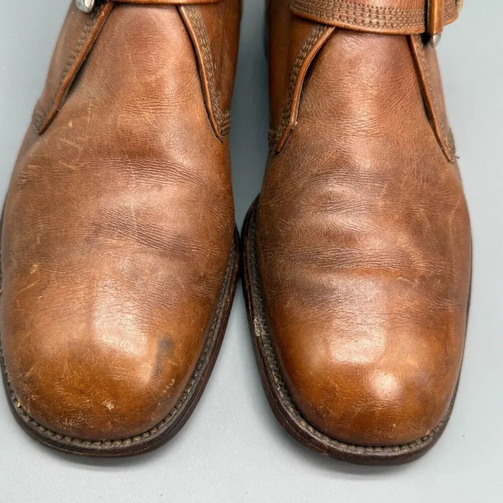 Florsheim Imperial Guardsman Men's 9.5 Brown Leather Dress Shoes Buckle Ankle